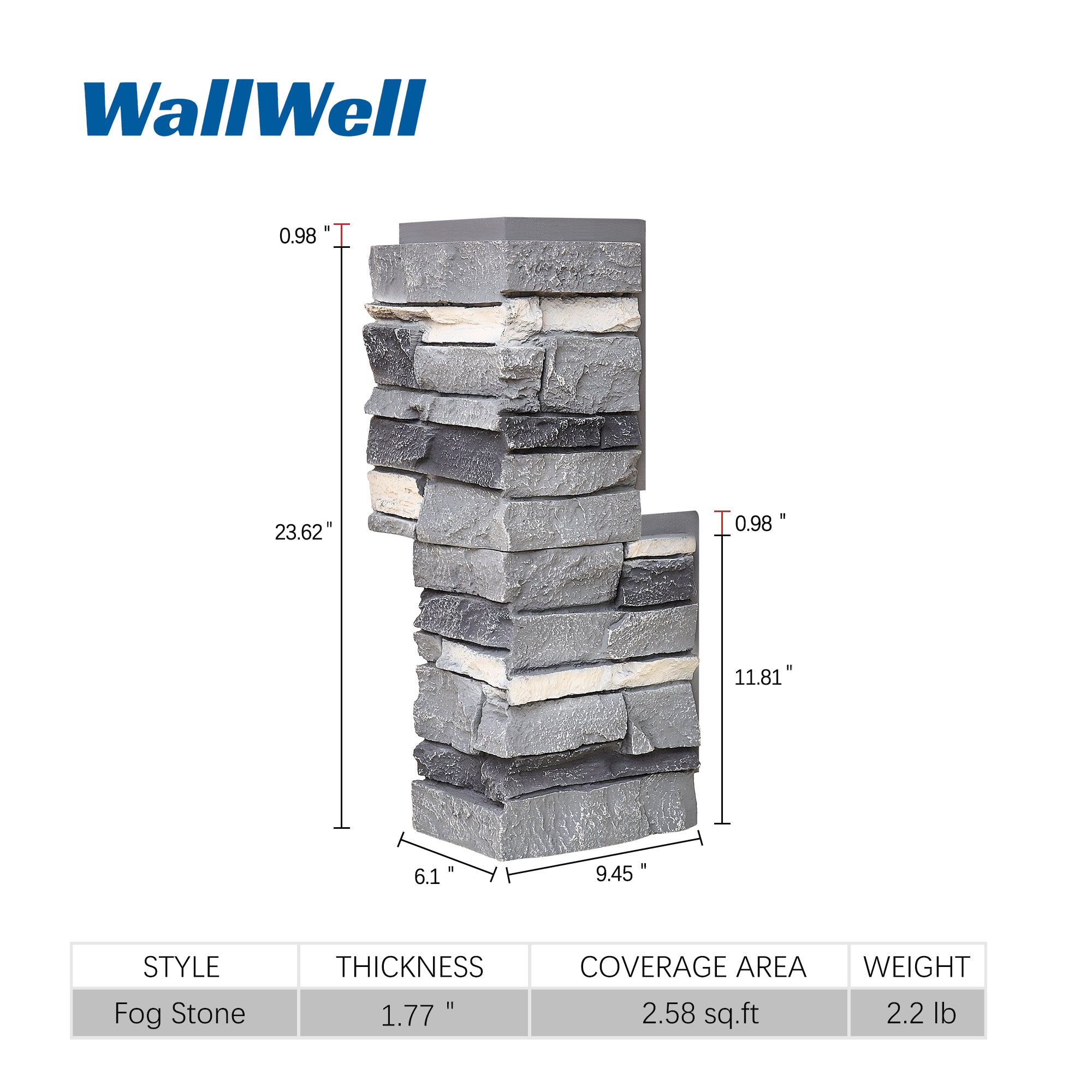 WallWell Faux Stone Wall Panel – Slate Stone-D (Fogstone/Sienna Dawn) | Lightweight, Durable, Indoor/Outdoor Use, Easy DIY Installation