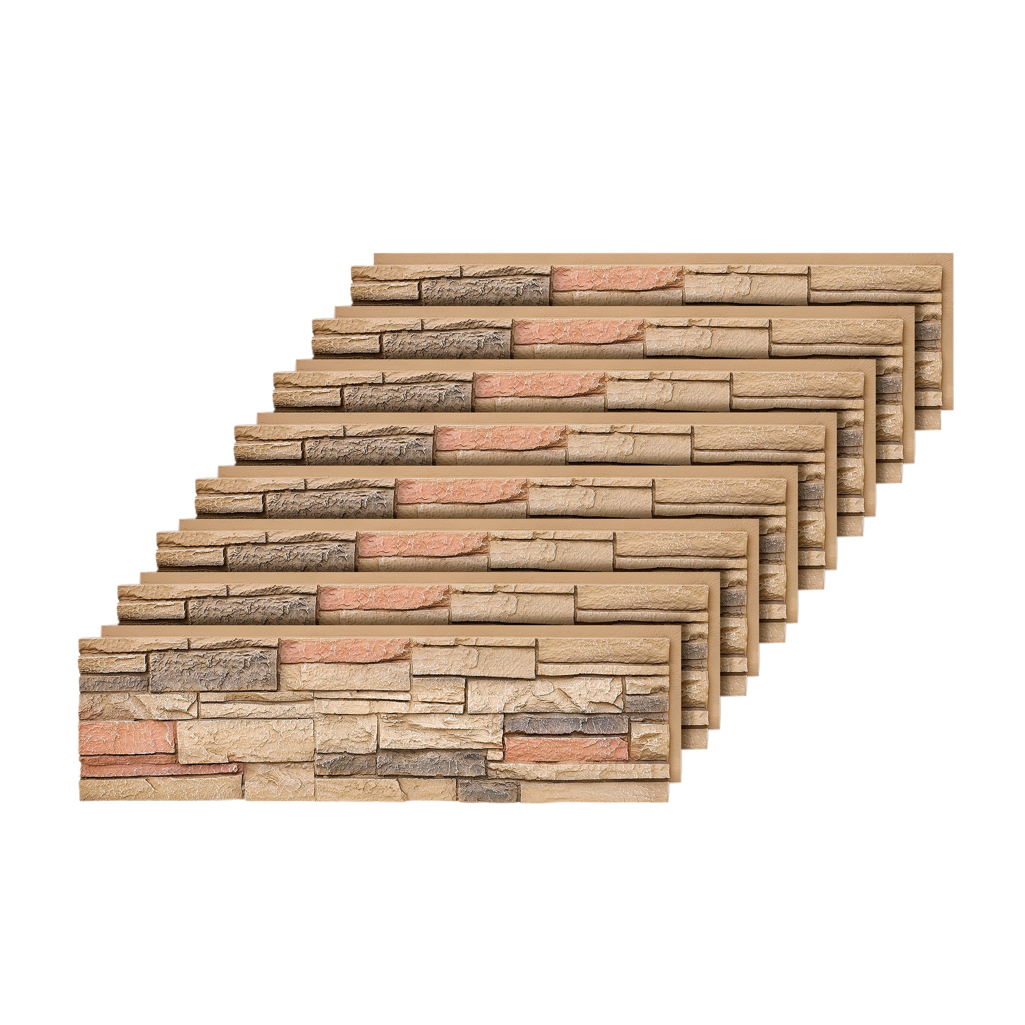 WallWell Faux Stone Wall Panel – Slate Stone-D (Fogstone/Sienna Dawn) | Lightweight, Durable, Indoor/Outdoor Use, Easy DIY Installation