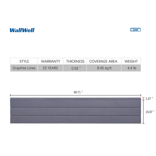 Insulated Metal Wall Panel – Graphite Lines (8 panels per box, total coverage: 67.6 sq.ft.)