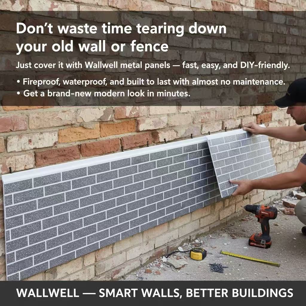 Insulated Metal Wall Panel Brick Style (8 panels per box, total coverage: 67.6 sq.ft.)