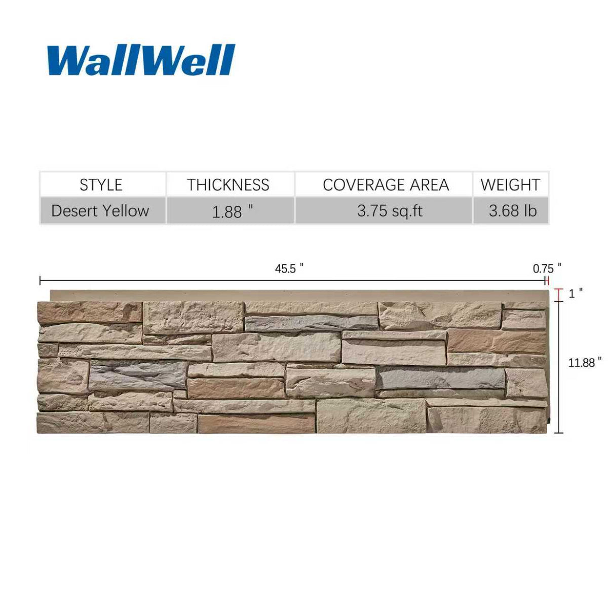 WallWell Desert Yellow faux stone wall panel — clearance product photo 1
