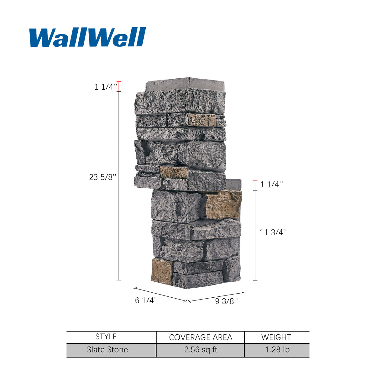 WallWell Cedar Gray faux stone outside corner — clearance product photo 5