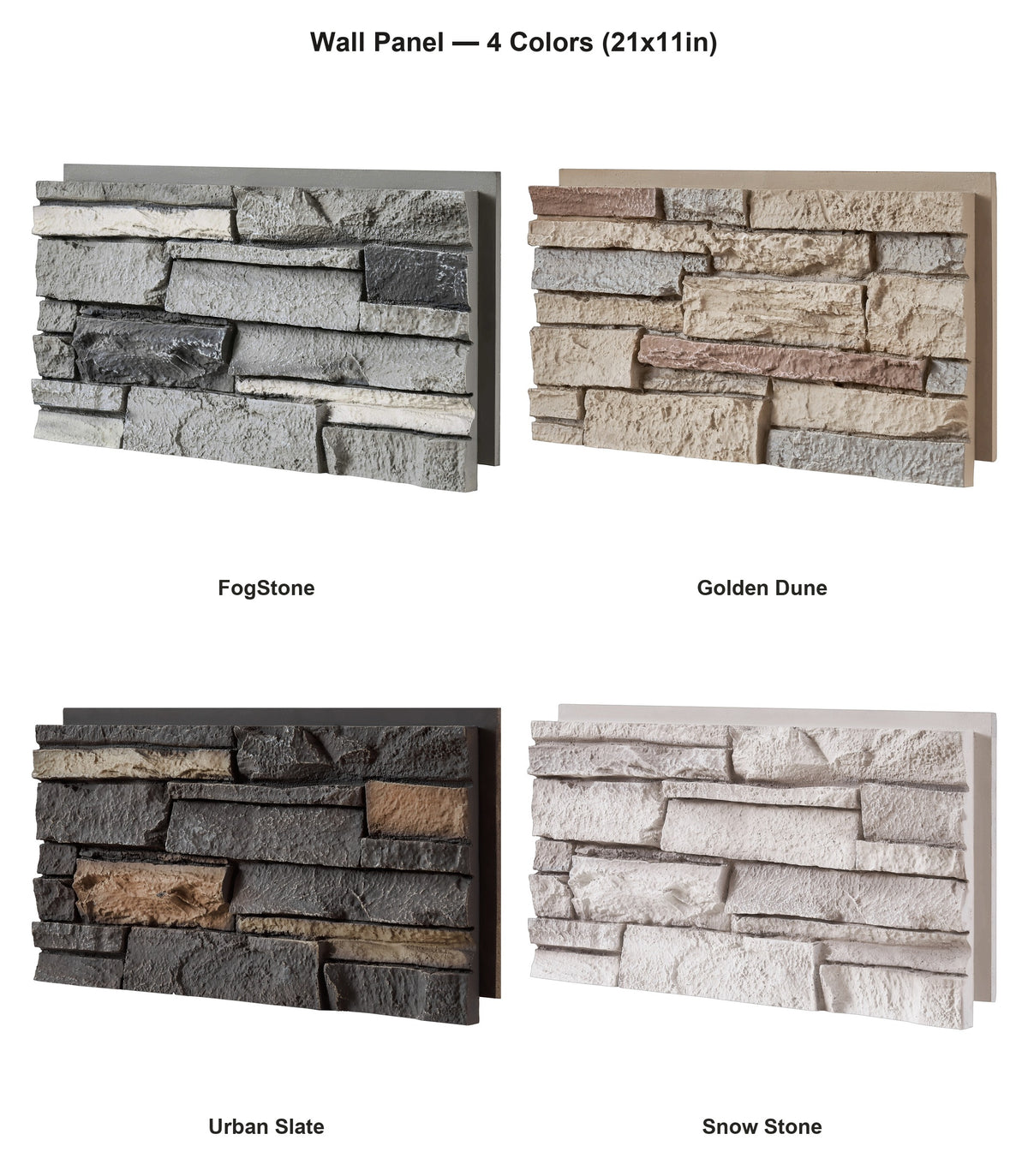 WallWell small format (21x11in) wall panel available in 4 colors: FogStone, Golden Dune, Urban Slate, Snow Stone